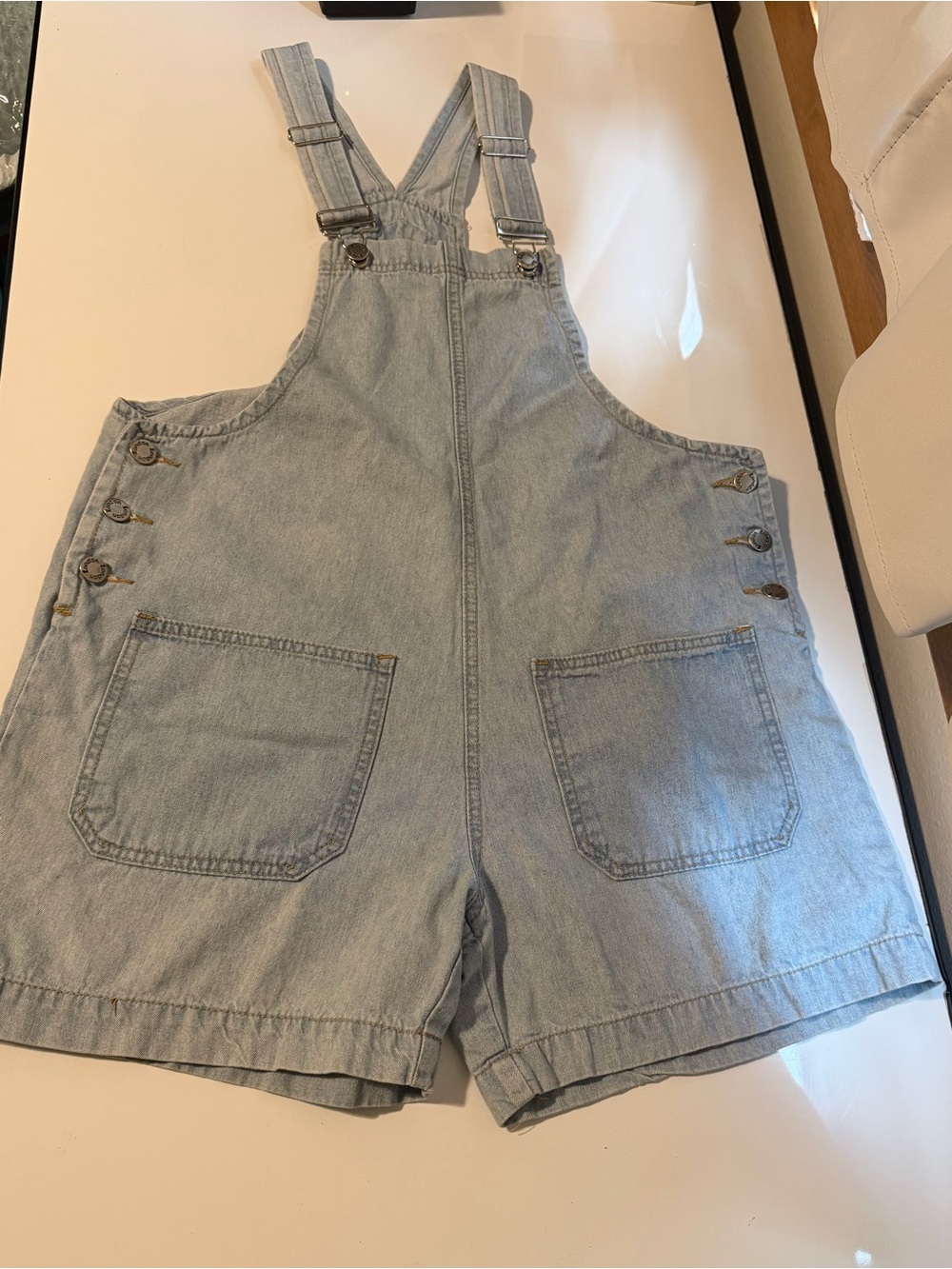 Vintage London London Light Wash Denim Short Overalls